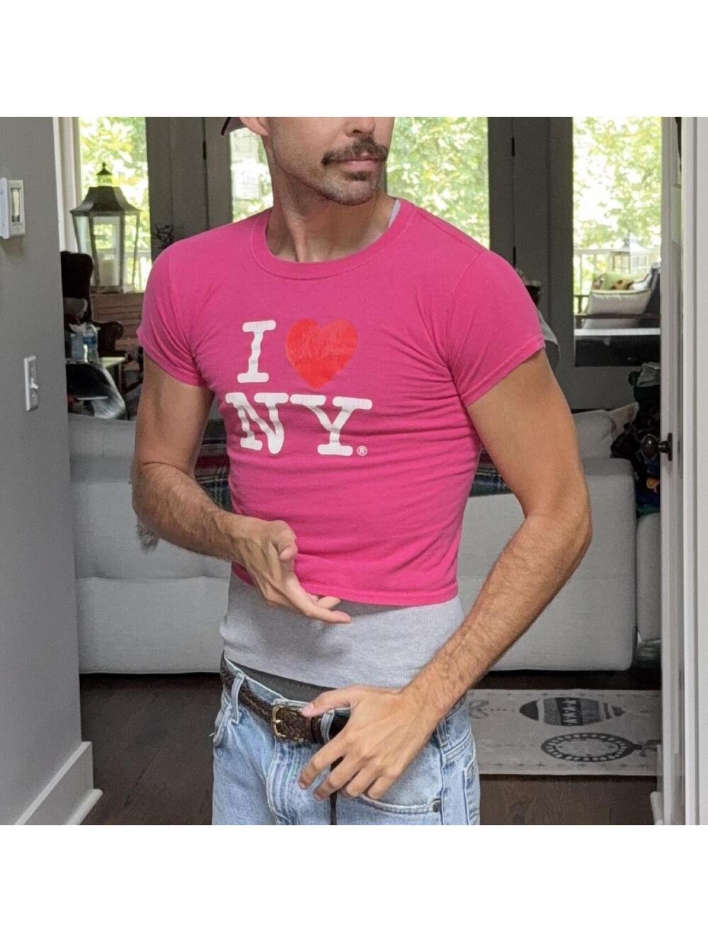 I ❤️ NY Pink Baby Tee Tiny Fitted NYC Graphic Tee XXS